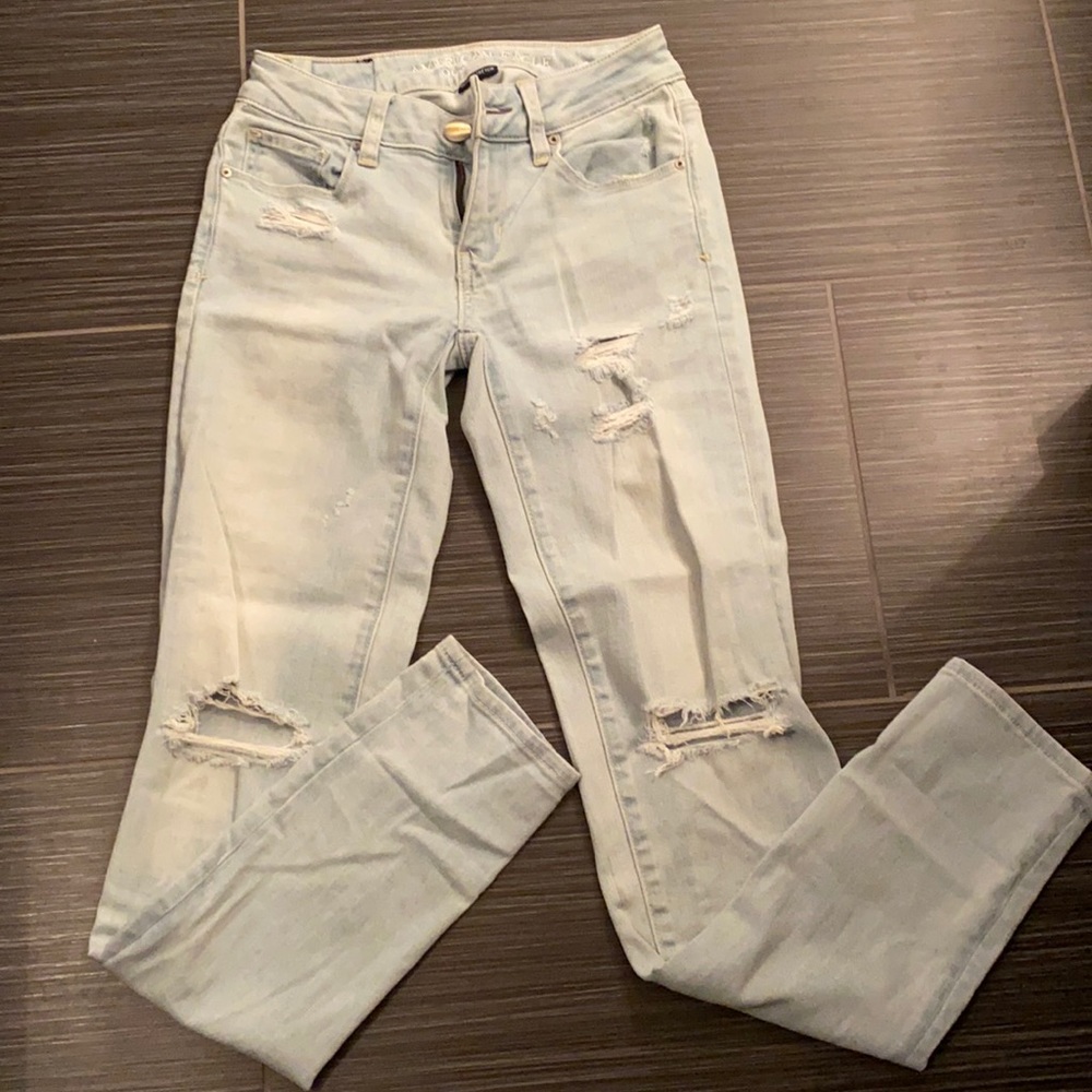 American eagle light wash mid rise jegging